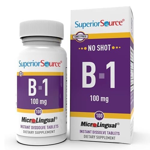 Superior Source B-1 100 mg – Vitamin-B-Supplement für gesunde Energie & Wachstum – Unterstützung für Nerven- und Verdauungssystem mit Thiamin – 100 sublinguale Schmelztabletten