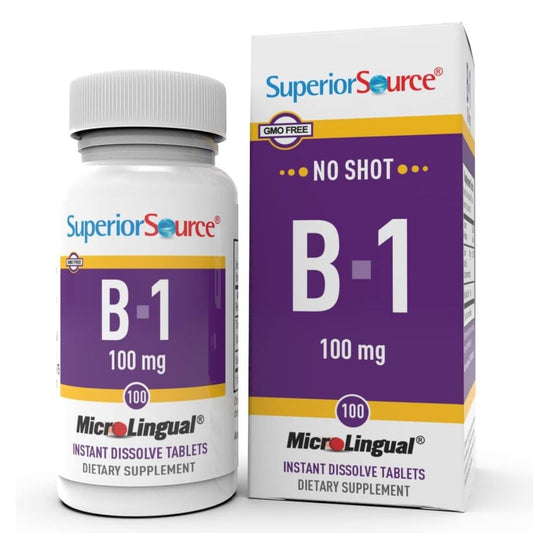 Superior Source B-1 100 mg – Vitamin-B-Supplement für gesunde Energie & Wachstum – Unterstützung für Nerven- und Verdauungssystem mit Thiamin – 100 sublinguale Schmelztabletten