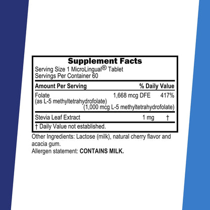 Superior Source Methylfolat 1.000 mcg – Folat-Ergänzung für Frauen und Männer – Methylierte Folat-Tablette unterstützt gesundes Nervensystem & rote Blutkörperchen – 60 sublinguale Schmelztabletten