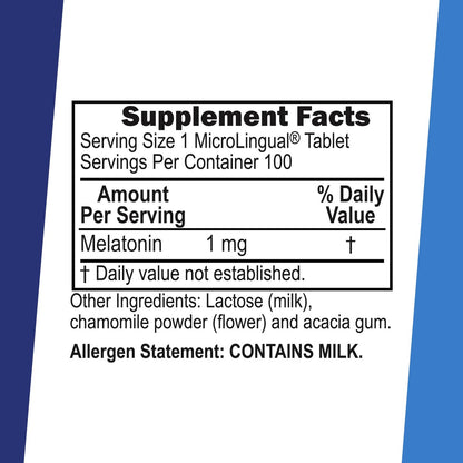 Superior Source Melatonin 1 mg – Gesunder Schlaf Unterstützung für Erwachsene – Melatonin-Formel mit Kamille fördert Entspannung & erholsamen Schlaf – 100 sublingual lösliche Tabletten