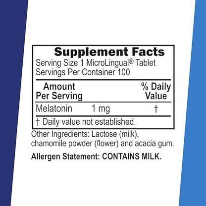 Superior Source Melatonin 1 mg – Gesunder Schlaf Unterstützung für Erwachsene – Melatonin-Formel mit Kamille fördert Entspannung & erholsamen Schlaf – 100 sublingual lösliche Tabletten