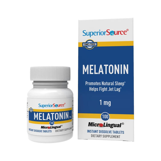 Superior Source Melatonin 1 mg – Gesunder Schlaf Unterstützung für Erwachsene – Melatonin-Formel mit Kamille fördert Entspannung & erholsamen Schlaf – 100 sublingual lösliche Tabletten