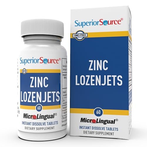 Superior Source Zink Lutschtabletten – Immunsystem Unterstützung & Spurenelement Ergänzung für Frauen & Männer – 60 sofort lösliche Tabletten