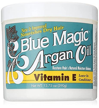 BLUE MAGIC Arganöl & Vitamin-E Leave-in Conditioner – 13,75 oz (390 g) – Pflegender Conditioner für geschmeidiges Haar