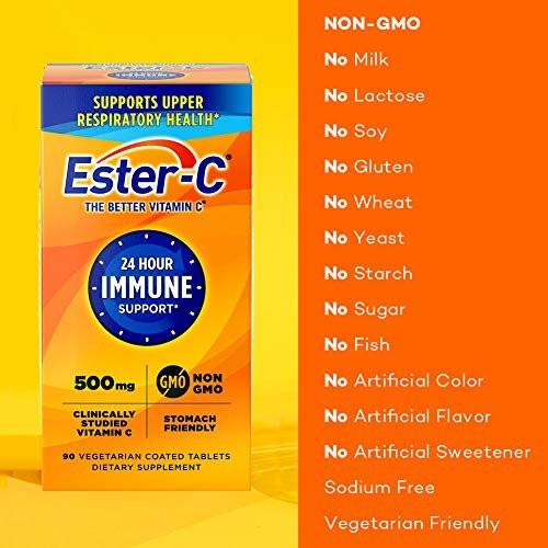 Ester-C 500 mg 24-Stunden Vitamin C Tabletten für Immununterstützung, Vitamin-C-Ergänzung, 90 Stück