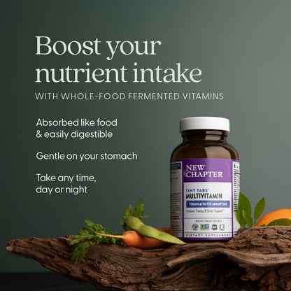 New Chapter Tiny Tabs Multivitamin mit 20+ Nährstoffen für Immunsystem, Zellenergie & Stressunterstützung, inklusive Vitamin D3 + B-Vitamine, 192 Stück