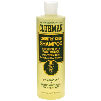 Clubman Country Club Shampoo – Natürlicher Haardicker mit Panthenol, pH-ausgeglichen, proteinisiert mit Polypeptiden, 473 ml