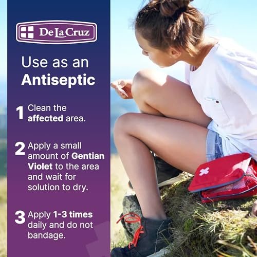 De La Cruz Gentian Violet 1% Erste-Hilfe-Antiseptikum - Violeta de Genciana für Schnitte, Schürfwunden und Verbrennungen, 30 ml