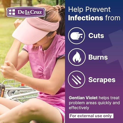 De La Cruz Gentian Violet 1% Erste-Hilfe-Antiseptikum - Violeta de Genciana für Schnitte, Schürfwunden und Verbrennungen, 30 ml