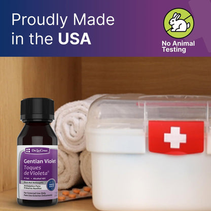 De La Cruz Gentian Violet 1% Erste-Hilfe-Antiseptikum - Violeta de Genciana für Schnitte, Schürfwunden und Verbrennungen, 30 ml