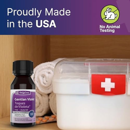 De La Cruz Gentian Violet 1% Erste-Hilfe-Antiseptikum - Violeta de Genciana für Schnitte, Schürfwunden und Verbrennungen, 30 ml