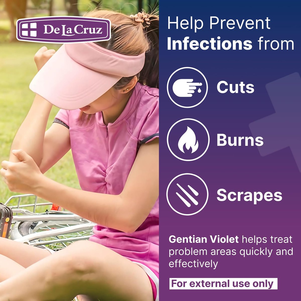 De La Cruz Gentian Violet 1% Erste-Hilfe-Antiseptikum - Violeta de Genciana für Schnitte, Schürfwunden und Verbrennungen, 30 ml