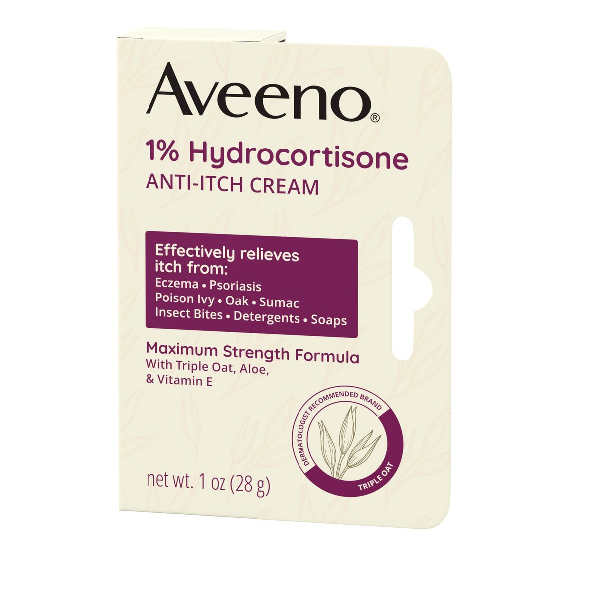 Aveeno Maximum Strength 1% Hydrocortison Anti-Juckreiz-Creme, Triple Oat, Aloe & Vitamin E zur Linderung von Juckreiz bei Ekzemen, Psoriasis, Insektenstichen, Giftefeu, Gifteiche & -sumach und Waschmitteln, 1 oz, 2er-Pack