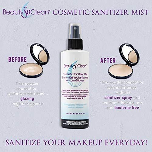 Beautysoclean Cosmetic Sanitizer Mist – 8,5 oz Makeup Desinfektionsspray für Puder-Make-up-Paletten, gepresste Cremefoundation, Bronzer, Concealer, Blushes, Lidschatten