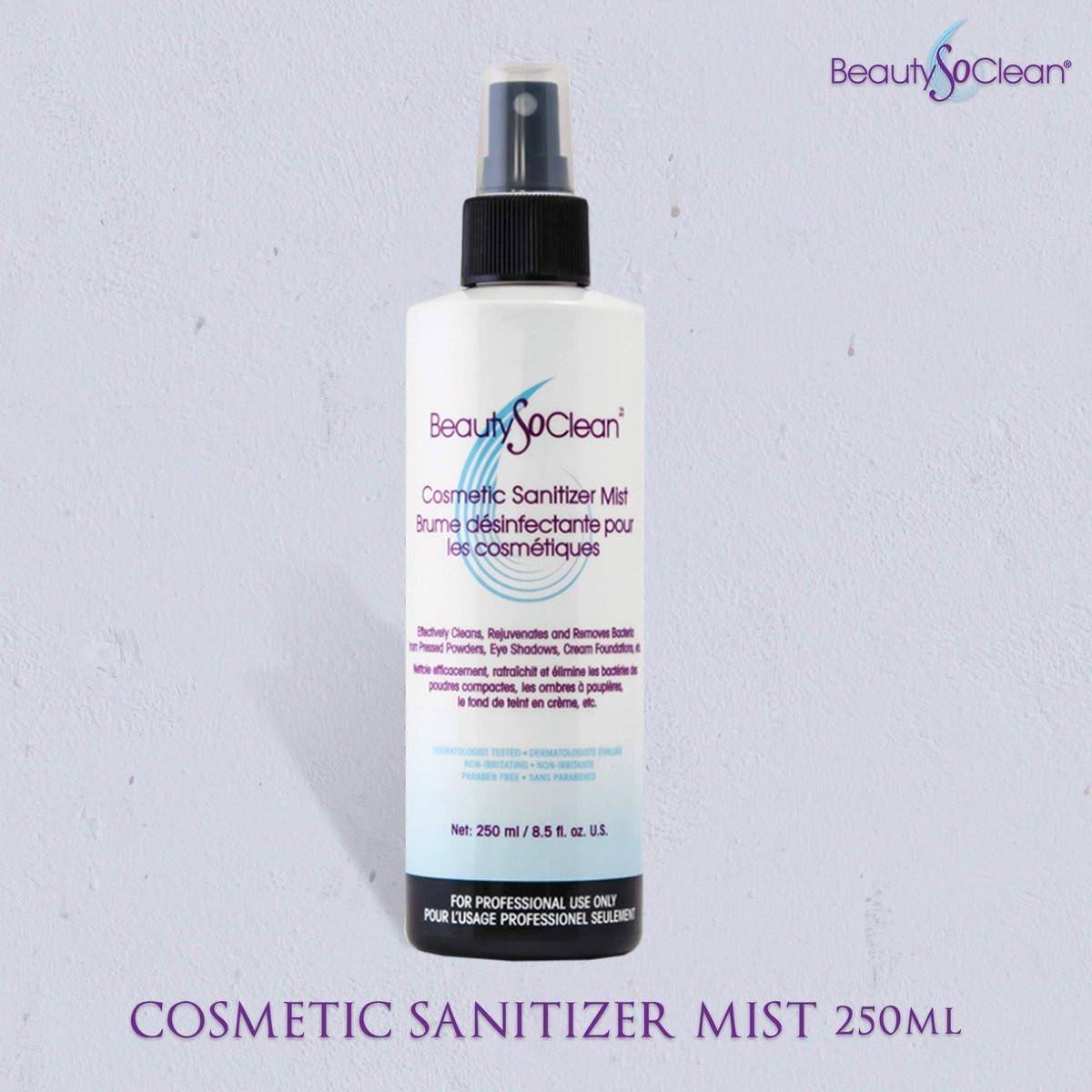 Beautysoclean Cosmetic Sanitizer Mist – 8,5 oz Makeup Desinfektionsspray für Puder-Make-up-Paletten, gepresste Cremefoundation, Bronzer, Concealer, Blushes, Lidschatten