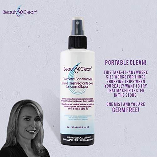 Beautysoclean Cosmetic Sanitizer Mist – 8,5 oz Makeup Desinfektionsspray für Puder-Make-up-Paletten, gepresste Cremefoundation, Bronzer, Concealer, Blushes, Lidschatten