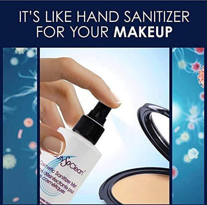 Beautysoclean Cosmetic Sanitizer Mist – 8,5 oz Makeup Desinfektionsspray für Puder-Make-up-Paletten, gepresste Cremefoundation, Bronzer, Concealer, Blushes, Lidschatten