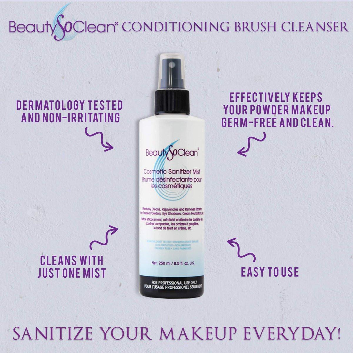 Beautysoclean Cosmetic Sanitizer Mist – 8,5 oz Makeup Desinfektionsspray für Puder-Make-up-Paletten, gepresste Cremefoundation, Bronzer, Concealer, Blushes, Lidschatten