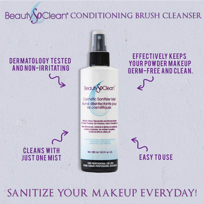 Beautysoclean Cosmetic Sanitizer Mist – 8,5 oz Makeup Desinfektionsspray für Puder-Make-up-Paletten, gepresste Cremefoundation, Bronzer, Concealer, Blushes, Lidschatten