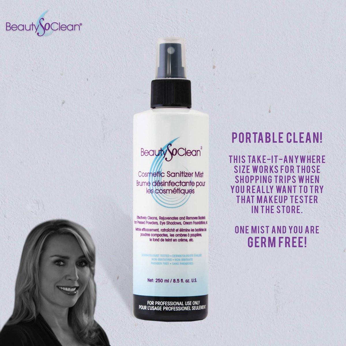 Beautysoclean Cosmetic Sanitizer Mist – 8,5 oz Makeup Desinfektionsspray für Puder-Make-up-Paletten, gepresste Cremefoundation, Bronzer, Concealer, Blushes, Lidschatten