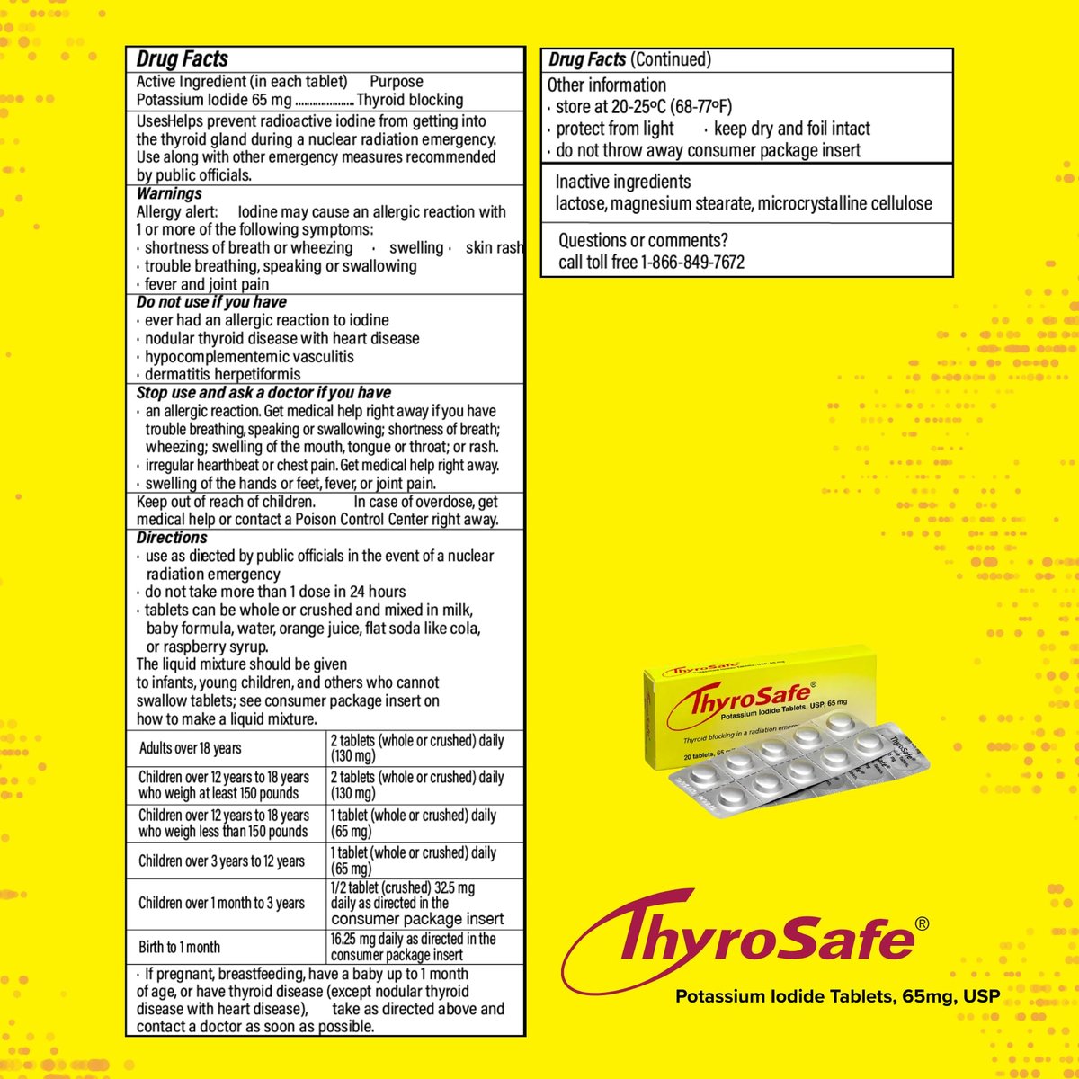 ThyroSafe 65mg Kaliumiodid Tabletten (20 Stück) – Schützt Ihre Schilddrüse vor nuklearer Strahlenbelastung
