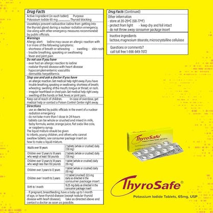 ThyroSafe 65mg Kaliumiodid Tabletten (20 Stück) – Schützt Ihre Schilddrüse vor nuklearer Strahlenbelastung
