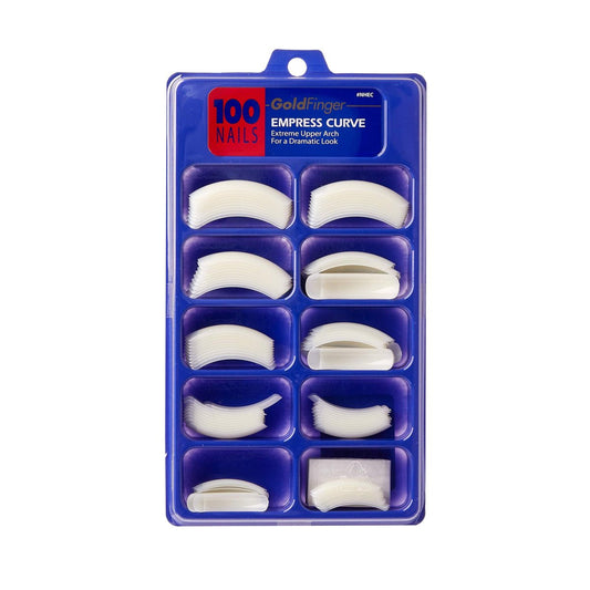 Goldfinger 100 Acryl-Kunstnägel (1 Pack, Empress Curve) Überlappung Lange Länge, Halbdeckel Französische Falschnagelspitzen