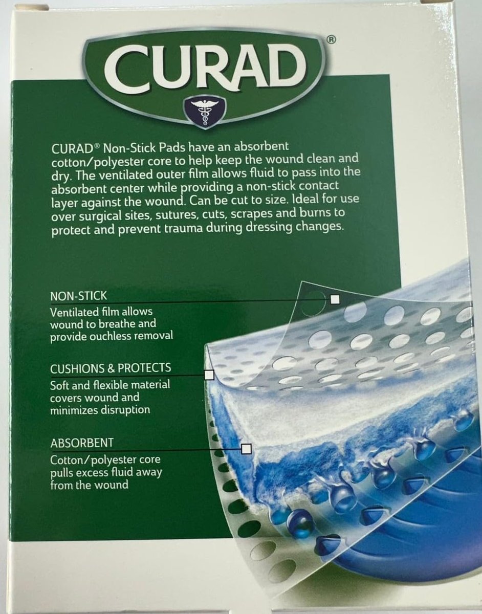 Curad Medium Nicht-Klebende Wundauflagen, 10 Stück, Pack mit 3