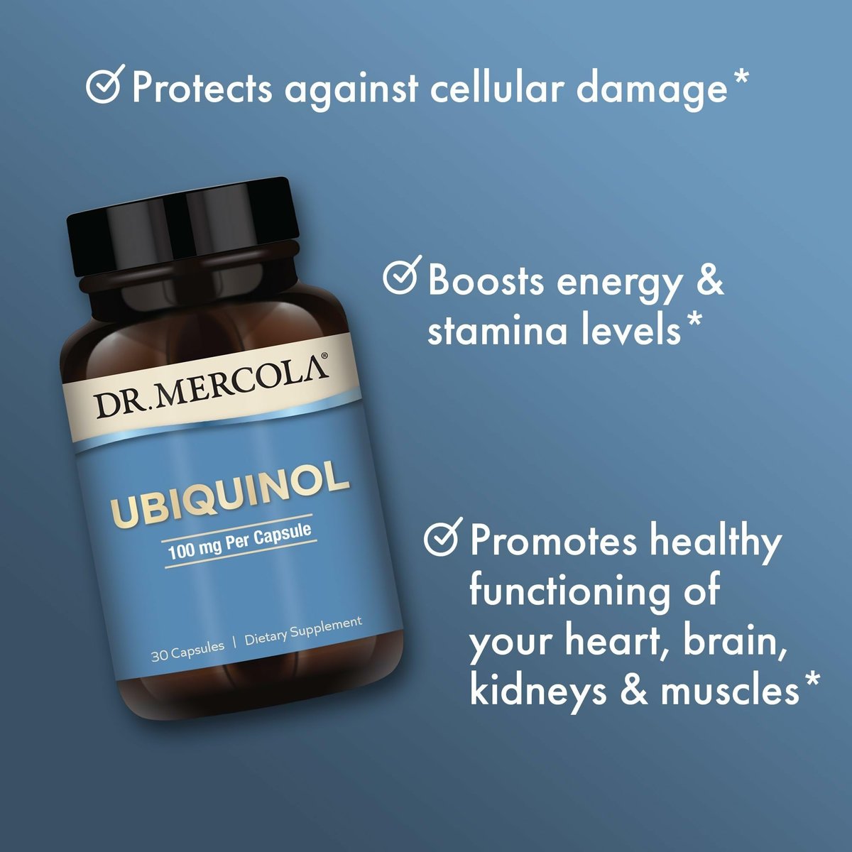 Dr. Mercola Ubiquinol 100 mg – CoQ10 zur Unterstützung der Energieproduktion – Antioxidans – 30 Kapseln