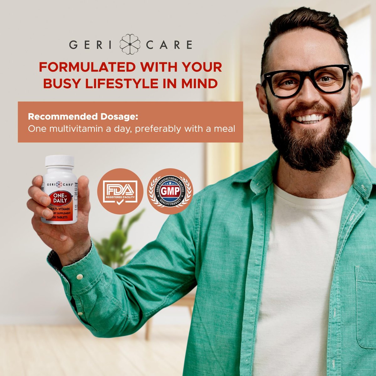 GeriCare Multivitamin für Senioren – 100 Tabletten, tägliche Nahrungsergänzung