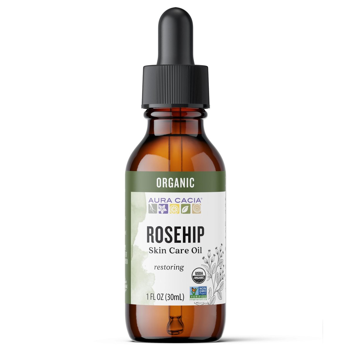 Aura Cacia Bio-Hagebutten-Pflegeöl für die Haut | GC/MS auf Reinheit getestet | 30 ml