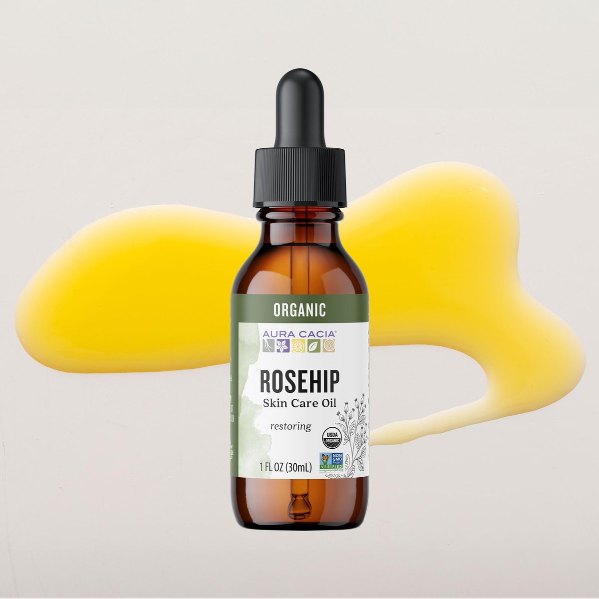 Aura Cacia Bio-Hagebutten-Pflegeöl für die Haut | GC/MS auf Reinheit getestet | 30 ml