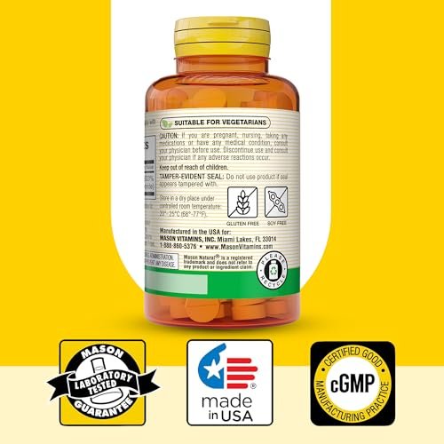 MASON NATURAL Vitamin B1 Thiamin 250 mg, 100 Kapseln, Nahrungsergänzungsmittel, Unterstützt Energieproduktion & gesunden Stoffwechsel