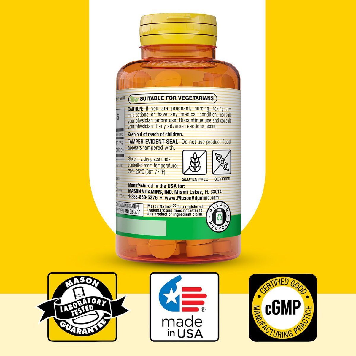 MASON NATURAL Vitamin B1 Thiamin 250 mg, 100 Kapseln, Nahrungsergänzungsmittel, Unterstützt Energieproduktion & gesunden Stoffwechsel