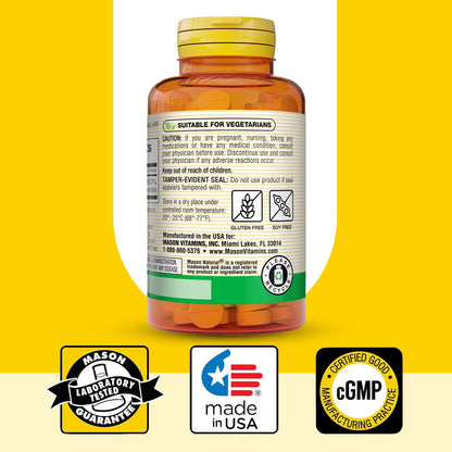 MASON NATURAL Vitamin B1 Thiamin 250 mg, 100 Kapseln, Nahrungsergänzungsmittel, Unterstützt Energieproduktion & gesunden Stoffwechsel