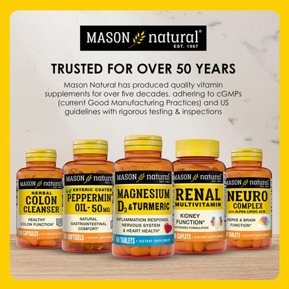 MASON NATURAL Vitamin B1 Thiamin 250 mg, 100 Kapseln, Nahrungsergänzungsmittel, Unterstützt Energieproduktion & gesunden Stoffwechsel