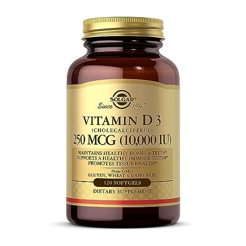 Solgar Vitamin D3 250 MCG (10.000 IE) – 120 Kapseln – Für starke Knochen, Zähne und Immunsystem – Non-GMO, glutenfrei, laktosefrei