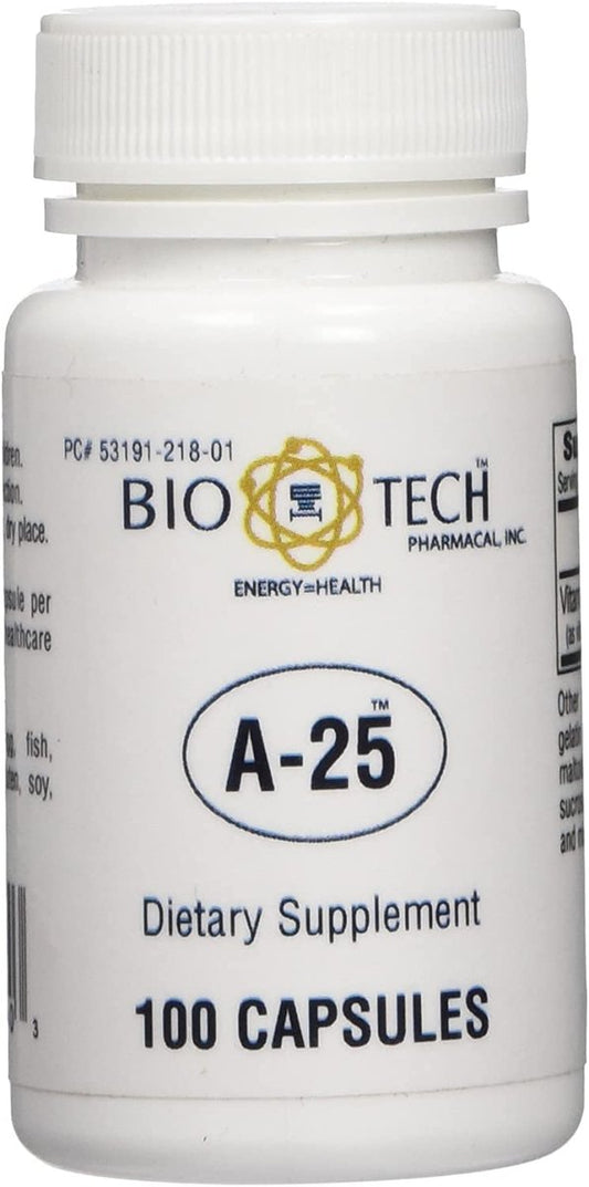 A-25 Vitamin A Palmitat Nahrungsergänzungsmittel für Sehkraft, Immunsystem, Zellwachstum und Knochenstoffwechsel - 100 Kapseln