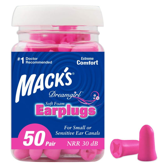 Mack's Dreamgirl Soft Foam Ohrstöpsel, 50 Paar, Pink – 30 dB NRR, 33 dB SNR – Kleine Ohrstöpsel zum Schlafen, Schnarchen, Lernen, lauten Veranstaltungen, Reisen & Konzerten