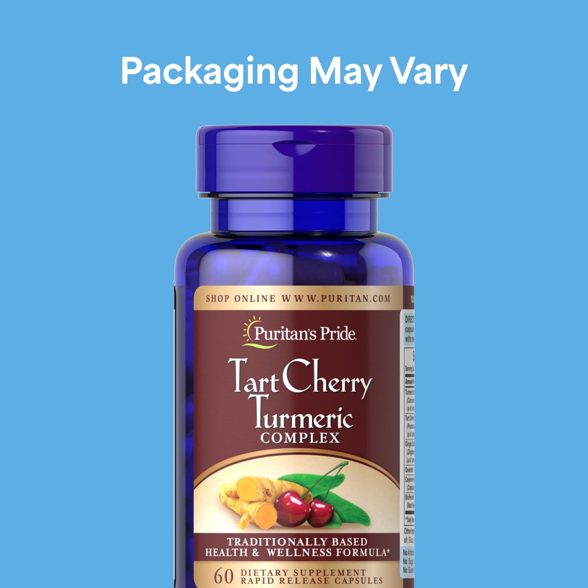 Puritan's Pride Tart Cherry Turmeric Complex – Nahrungsergänzungsmittel für antioxidative Gesundheit, 60 Kapseln