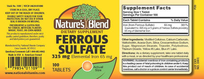 Nature's Blend Eisen(II)-sulfat 325 mg Tabletten, 100 Stück