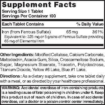 Nature's Blend Eisen(II)-sulfat 325 mg Tabletten, 100 Stück