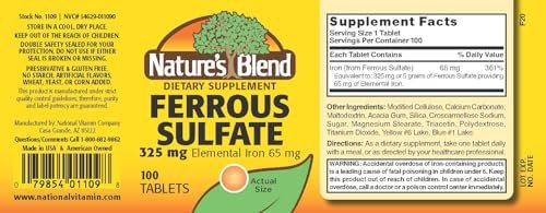 Nature's Blend Eisen(II)-sulfat 325 mg Tabletten, 100 Stück