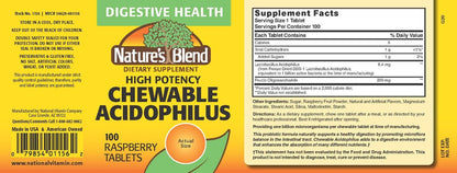 Nature's Blend Acidophilus Probiotikum – 100 Kapseln mit hoher Wirksamkeit – Unterstützt die Verdauungsgesundheit und das Gleichgewicht der Darmflora