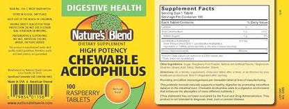 Nature's Blend Acidophilus Probiotikum – 100 Kapseln mit hoher Wirksamkeit – Unterstützt die Verdauungsgesundheit und das Gleichgewicht der Darmflora