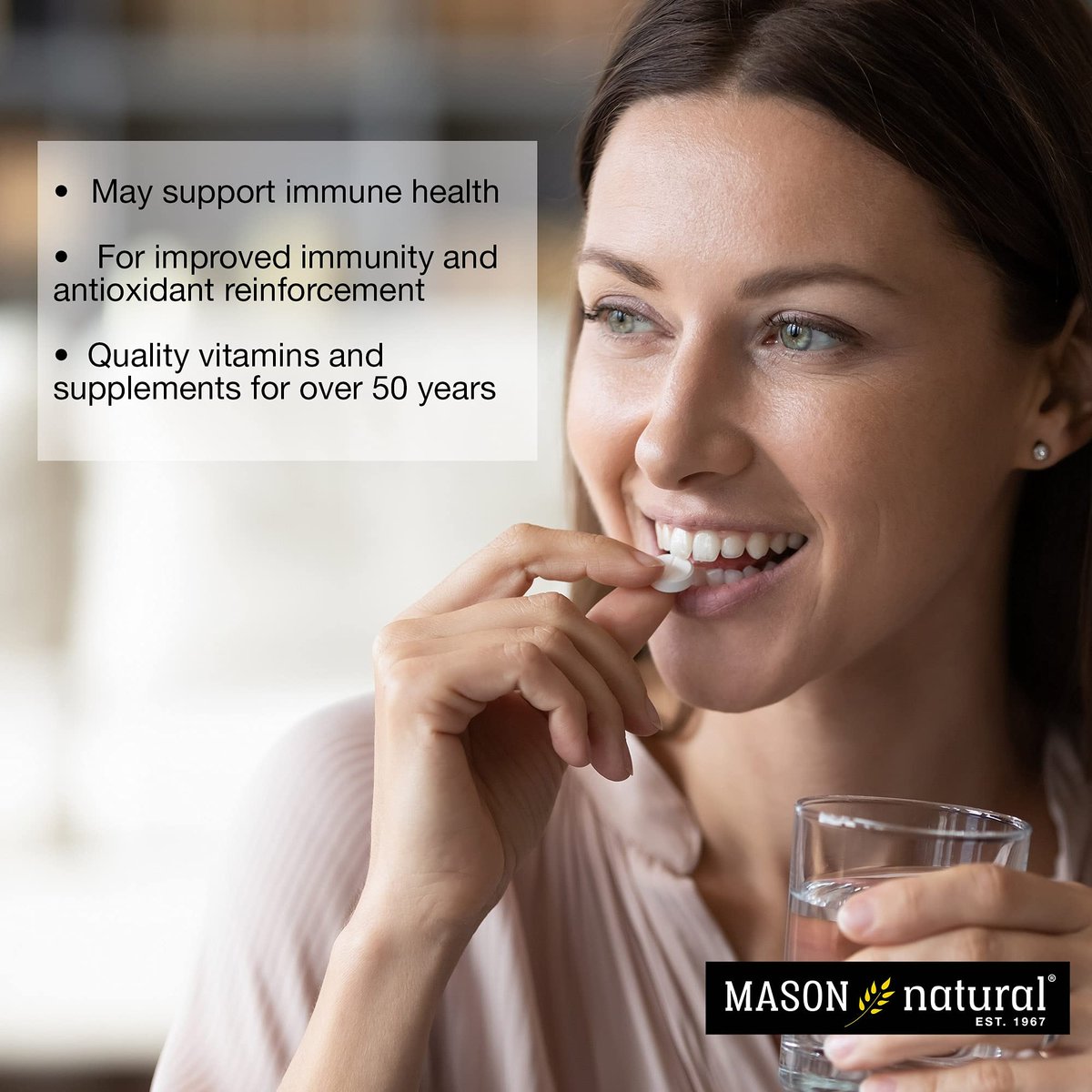 Mason Natural Vitamin C 500 mg – Tägliches Nahrungsergänzungsmittel mit essentiellen Nährstoffen zur Unterstützung der Immunfunktion und des allgemeinen Wohlbefindens, 100 Tabletten (1er-Pack)