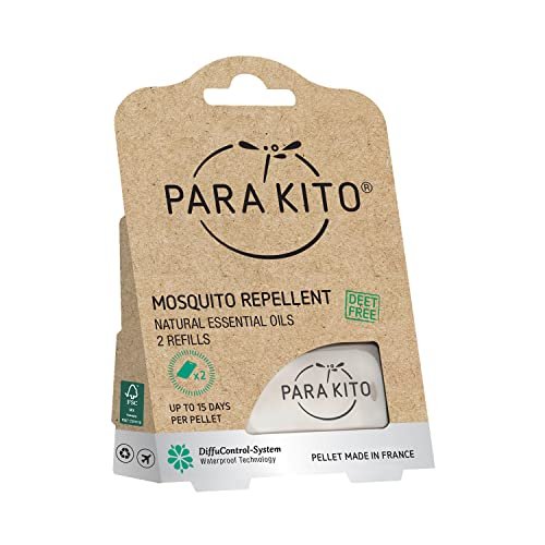 PARA'KITO Nachfüllpellets für Mückenschutzarmbänder – 2 Nachfüllpackungen (je 15 Tage) mit Citronella- und Pfefferminzöl, ideal für Wandern & Camping