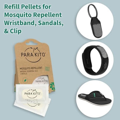PARA'KITO Nachfüllpellets für Mückenschutzarmbänder – 2 Nachfüllpackungen (je 15 Tage) mit Citronella- und Pfefferminzöl, ideal für Wandern & Camping