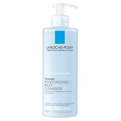 La Roche-Posay Toleriane Feuchtigkeitsspendender Reinigungsmilch – Sanfter Gesichtsreiniger für trockene, empfindliche & allergieanfällige Haut, mit Glycerin, Feuchtigkeitspflege, Make-up-Entferner, 400 ml