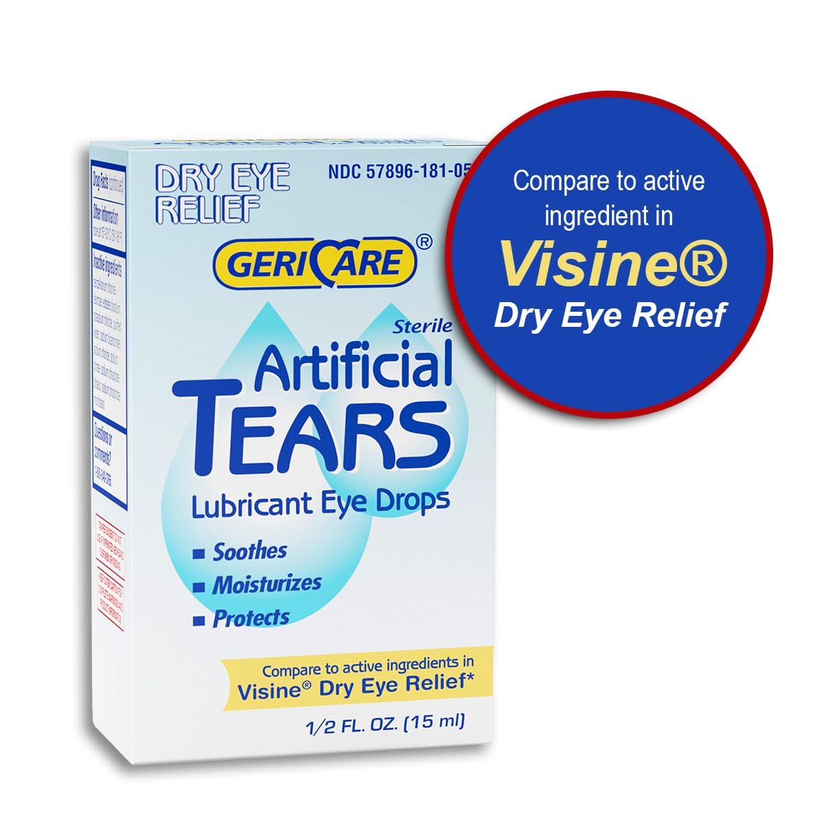 GeriCare Künstliche Tränen, beruhigende Augentropfen zur Befeuchtung - langanhaltende Formel, 15 ml Flasche (1er-Pack)